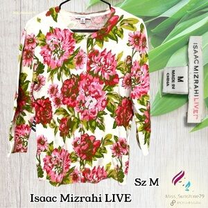 Isaac Mizrahi LIVE - Sz M - Women's Floral Sweater - button down cardigan